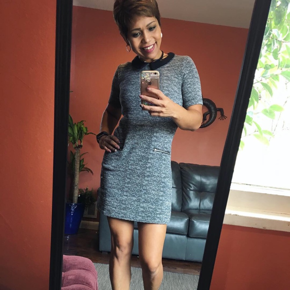 H&M Peter Pan collar grey dress with pockets